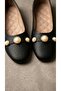 Women's Black Pearl Detailed Leather Ballerinas 1cm Byndvb03 - 7