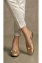 Women's Gold Pearl Detailed Leather Ballerinas 1cm Byndvb03 - 4