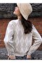 Una Fiaba-Bej Crew Neck Argyle Patterned Women's Buttoned Knit Cardigan - 2