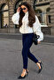 Navy Blue Form Fit Premium Scuba Füzo Leggings Mg2793
