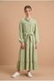 Green Long Dress with Gathered Sleeves and Belt for Girls 23400 - 2