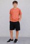 Boys' Double Short Sleeve Shorts Set Taupe Color Top Single Jersey Bottom Two Yarn Fabric Cyclone Collar - 3