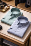 Men's Aqua Green Short Sleeve Shirt with Pockets, Collar Buttons, Cotton - 2