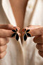 Pearlescent Colorful Lotus Flower Model Gold Earrings