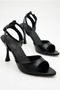 Women's Special Design Ankle Strap Single Strap Stiletto Thin High Heeled Black Evening Dress Shoes - 3