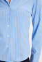 Women's Slim Fit Long Sleeve Striped Blue Shirt - 4
