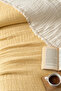 Single Muslin Bedspread - 5 Layers, Padded, 100% Cotton Muslin Quilt - 160X220 Cm-Yellow - 2