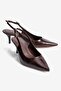 Women's Stiletto Pointed Toe Croco Patterned Open Back Heeled Shoes Torella Brown - 2