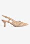 Women's Stiletto Snake Patterned Mesh Detailed Heeled Shoes Serpa Beige - 3