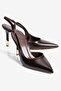 Women's Stiletto Pointed Toe Open Back Heeled Shoes Camellia Brown - 2