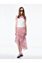 Patterned Asymmetrical Cut Slim Fit Midi Skirt