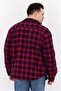 Men Spread Collar Checkered Jacket Shirt, Red - 3