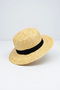 Unisex Beige Straw Fedora Hat with Black Trim |   Summer Stylish Model One Piece