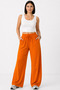 Women's Orange Elastic Waist Pocket Wide Leg Seasonal Trousers - 3