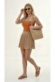 Mink Pleated Mini Skirt with Elastic Waist 40cm Pleated Summer Trend - 4