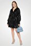 Women Sequins Belted Mini Party Dress, Black