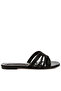 Women Black Rhinestone Cut Out Flats