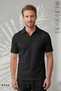 Men's Ottoman Fabric Short Sleeve Polo Collar T-Shirt with Pockets and Elastic Waist Tie-Up Pants Set - 4