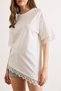 Women's White Asymmetrical Lace Detailed Cotton Tunic T-Shirt Tsh-19000939 - 2