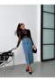 High Waist Slit Denim Skirt - 2