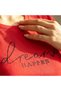 Women's Red Dreams Happen Written Short Sleeve Comfortable Fit Top and Bottom Set - 7