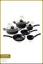 Melcor 9-Piece Granite Cookware Set with Glass Lids Black - 2