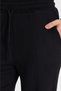 Women's Relax Fit Comfortable Cut Waist Lace-Up Jacquard Elastic Black Palazzo Trousers - 3