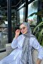Ethnic Pattern Voile Silk Shawl Gray - 3