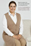 Plus Size Special Thin Knitwear Spring Summer Women's Spring Buttoned Tunic Mother Beige Long Vest - 6