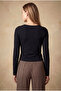 Black Square Neck Long Sleeve Women's Crop Bodysuit Cecilia Crop - 4
