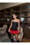 Women's Satin Detailed Strappy Mini Dress - 3