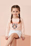 Girl's Aslan Printed Long Sleeve Slim S Single Jersey Tshirt - 31586 - Beige - 2