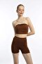 Women's Allegro Fabric Strapless Crop Top Brown