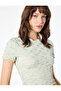Bürümcük Fabric Slim Fit Short Sleeve Boat Neck Crop T-Shirt