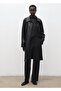 Long Leather-Look Belted Trench Coat