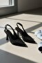 Voli Black Suede Side Buckle (8 cm) Pointed Toe Heeled Shoes - 6