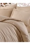 Striped Satin |   Yollu Saten |   Hotel Type Satin Duvet Cover Set Double 100% Cotton Beige