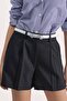 Linen Blend High Waist Pleated Detailed Shorts