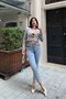 Women's High Waist 5 Button Ankle Length Mom Fit Pants Snow Wash Light Blue 745-08 - 2