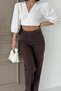 Women's High Waist Stitched Leg Relax Jeans Brown 7026-78 - 7