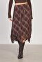 Women's Aimetrik Cut Plaid Chiffon Skirt Brown 26181