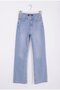 Women's High Waist Stitched Leg Relax Jeans Light Blue 7026-15 - 7