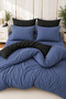 طقم غطاء لحاف مزدوج مع ملاءة مطاطية باللون الأزرق المغبر والأسود