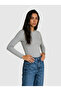 Women's Round Neck Long Sleeve Basic Cotton Blouse Gray