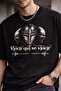 Oversize Black T-Shirt Knight Veni Vidi Vici Design 100% Cotton Unisex Streetwear - 2
