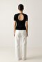 Black Back Detailed Short Sleeve Knitwear Blouse - 4