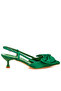 Women Satin Bow Slingback Sandals in Green - 2