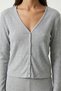 Buttoned Ribbed Knitted Cardigan Pajama Set Lrn0017 Gray Melange - 3