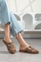 Women's Mink Buckle Detailed Genuine Suede Leather Very Soft Insole Casual Women's Slippers / Sandals - 2