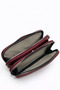 Women's Burgundy Leather V Quilted Stitching Design Cross Strap 3-Compartment Double Zipper Daily Shoulder Bag - 4